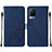 Custodia Portafoglio In Pelle Cover con Supporto Y01B per Vivo V21 5G Blu