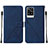 Custodia Portafoglio In Pelle Cover con Supporto Y01B per Vivo V21e 4G Blu