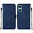 Custodia Portafoglio In Pelle Cover con Supporto Y01B per Vivo Y02S Blu