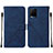 Custodia Portafoglio In Pelle Cover con Supporto Y01B per Vivo Y21a Blu