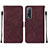 Custodia Portafoglio In Pelle Cover con Supporto Y01B per Vivo Y50t Rosso Rosa