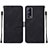 Custodia Portafoglio In Pelle Cover con Supporto Y01B per Vivo Y75s 5G Nero