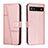 Custodia Portafoglio In Pelle Cover con Supporto Y01X per Google Pixel 6a 5G Oro Rosa