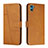 Custodia Portafoglio In Pelle Cover con Supporto Y01X per Motorola Moto E22S Marrone Chiaro