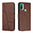 Custodia Portafoglio In Pelle Cover con Supporto Y01X per Motorola Moto E30 Marrone