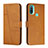 Custodia Portafoglio In Pelle Cover con Supporto Y01X per Motorola Moto E30 Marrone Chiaro