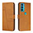 Custodia Portafoglio In Pelle Cover con Supporto Y01X per Motorola Moto Edge Lite 5G Marrone Chiaro