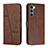 Custodia Portafoglio In Pelle Cover con Supporto Y01X per Motorola Moto Edge S30 5G Marrone