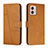 Custodia Portafoglio In Pelle Cover con Supporto Y01X per Motorola Moto G73 5G Marrone Chiaro