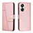 Custodia Portafoglio In Pelle Cover con Supporto Y01X per Realme 10 Pro+ Plus 5G Oro Rosa