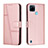 Custodia Portafoglio In Pelle Cover con Supporto Y01X per Realme C25Y India Oro Rosa