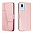 Custodia Portafoglio In Pelle Cover con Supporto Y01X per Realme C30 Oro Rosa