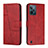 Custodia Portafoglio In Pelle Cover con Supporto Y01X per Realme C31 Rosso