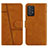 Custodia Portafoglio In Pelle Cover con Supporto Y01X per Samsung Galaxy A72 4G Marrone Chiaro