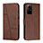 Custodia Portafoglio In Pelle Cover con Supporto Y01X per Xiaomi Redmi Note 12S Marrone