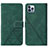 Custodia Portafoglio In Pelle Cover con Supporto Y02B per Apple iPhone 13 Pro Verde