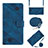 Custodia Portafoglio In Pelle Cover con Supporto Y02B per Huawei Nova Y70 Plus Blu