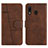 Custodia Portafoglio In Pelle Cover con Supporto Y02X per Samsung Galaxy M10S Marrone