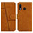 Custodia Portafoglio In Pelle Cover con Supporto Y02X per Samsung Galaxy M10S Marrone Chiaro