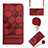 Custodia Portafoglio In Pelle Cover con Supporto Y03B per Apple iPhone 13 Rosso