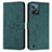 Custodia Portafoglio In Pelle Cover con Supporto Y03X per Realme C31 Verde