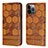 Custodia Portafoglio In Pelle Cover con Supporto Y04B per Apple iPhone 13 Pro Max Marrone Chiaro