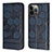 Custodia Portafoglio In Pelle Cover con Supporto Y04B per Apple iPhone 15 Pro Max Blu