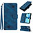 Custodia Portafoglio In Pelle Cover con Supporto Y06B per Apple iPhone 14 Plus Blu