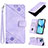 Custodia Portafoglio In Pelle Cover con Supporto Y06B per Apple iPhone 14 Plus Viola