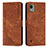 Custodia Portafoglio In Pelle Cover con Supporto Y08X per Nokia C110 Marrone