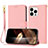 Custodia Portafoglio In Pelle Cover con Supporto Y09X per Apple iPhone 15 Pro Oro Rosa