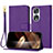 Custodia Portafoglio In Pelle Cover con Supporto Y09X per Huawei Honor 90 5G Viola