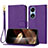 Custodia Portafoglio In Pelle Cover con Supporto Y09X per Huawei Honor X5 Plus Viola