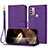 Custodia Portafoglio In Pelle Cover con Supporto Y09X per Motorola Moto G10 Viola