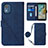 Custodia Portafoglio In Pelle Cover con Supporto YB1 per Nokia C02 Blu