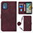 Custodia Portafoglio In Pelle Cover con Supporto YB1 per Nokia C02 Rosso