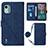 Custodia Portafoglio In Pelle Cover con Supporto YB1 per Nokia C12 Blu