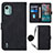 Custodia Portafoglio In Pelle Cover con Supporto YB1 per Nokia C12 Nero