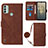 Custodia Portafoglio In Pelle Cover con Supporto YB1 per Nokia C31 Marrone