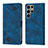 Custodia Portafoglio In Pelle Cover con Supporto YB1 per Samsung Galaxy S22 Ultra 5G Blu