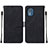 Custodia Portafoglio In Pelle Cover con Supporto YB2 per Nokia C02 Nero