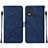 Custodia Portafoglio In Pelle Cover con Supporto YB2 per Nokia C22 Blu