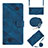 Custodia Portafoglio In Pelle Cover con Supporto YB2 per Oppo A16K Blu