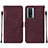 Custodia Portafoglio In Pelle Cover con Supporto YB2 per Xiaomi Poco F5 Pro 5G Rosso