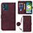 Custodia Portafoglio In Pelle Cover con Supporto YB3 per Motorola Moto E13 Rosso