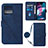 Custodia Portafoglio In Pelle Cover con Supporto YB3 per Motorola Moto Edge Plus (2023) 5G Blu