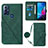 Custodia Portafoglio In Pelle Cover con Supporto YB3 per Motorola Moto G Play Gen 2 Verde