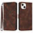 Custodia Portafoglio In Pelle Cover con Supporto YX1 per Apple iPhone 15 Plus Marrone