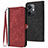 Custodia Portafoglio In Pelle Cover con Supporto YX1 per Oppo K11 5G Rosso