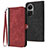 Custodia Portafoglio In Pelle Cover con Supporto YX1 per Oppo Reno10 5G Rosso